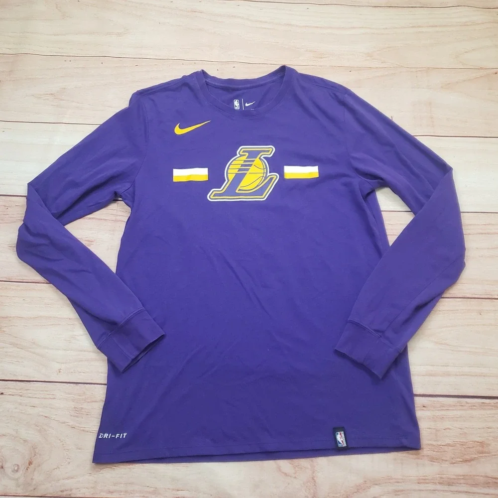 Nike Los Angeles Lakers Shirt Mens Medium Purple Long Sleeve NBA‎ Basketball